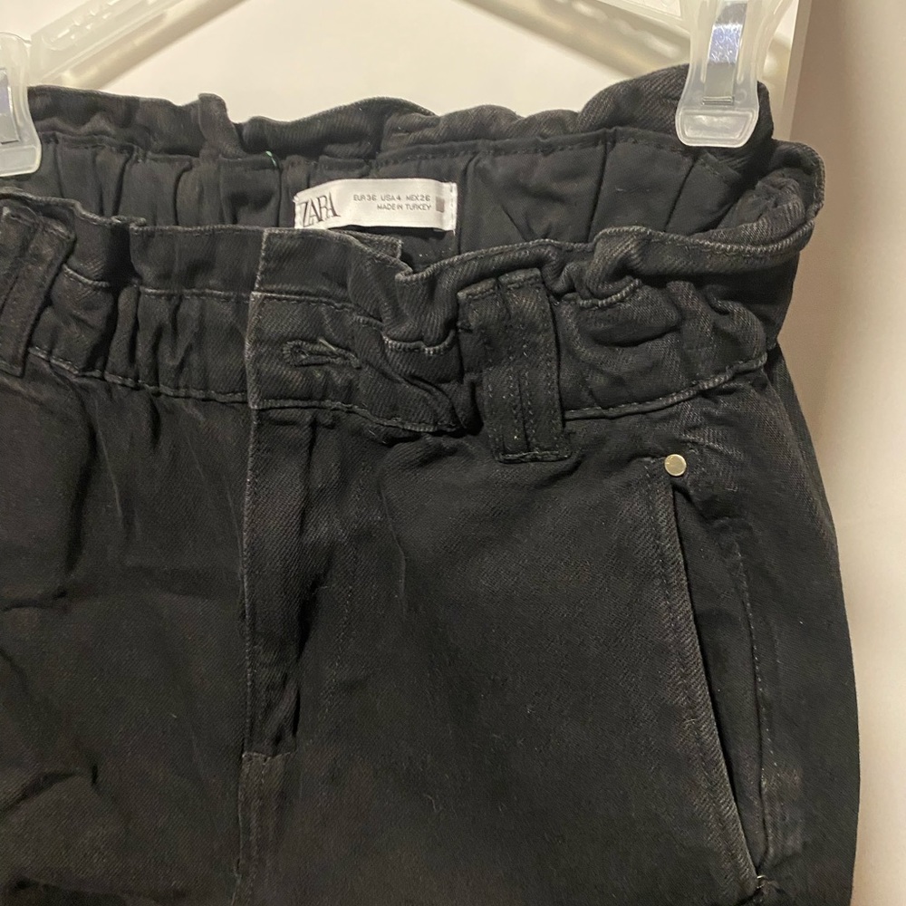 Zara mom paper bag black jeans